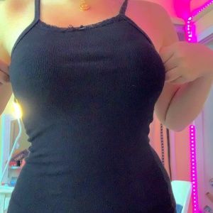 black body-con lace trim dress